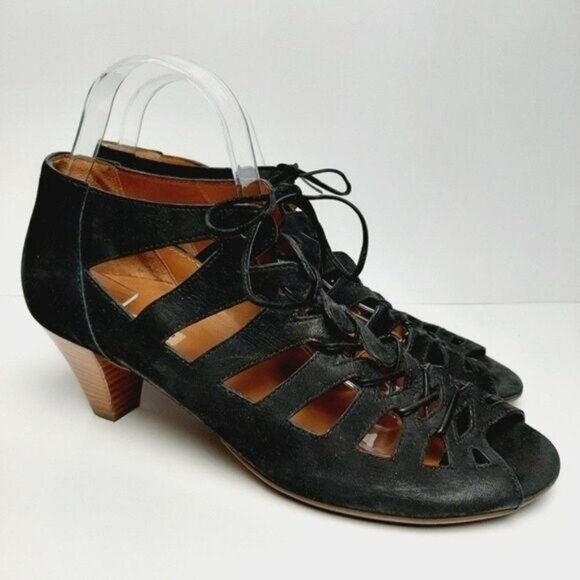 PAUL GREEN Prague Handmade Gladiator Cut Out Lace-up Suede Heels Sz 8 - Picture 3 of 15